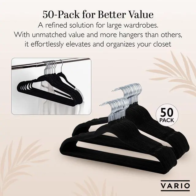 Alt view image 6 of 7 - 50-Pack Velvet Hangers Heavy Duty, Non-Slip Clothes Hangers with Chrome Hooks | Slim & Space-Saving Design for Coats, Suits & Plus Size Tops