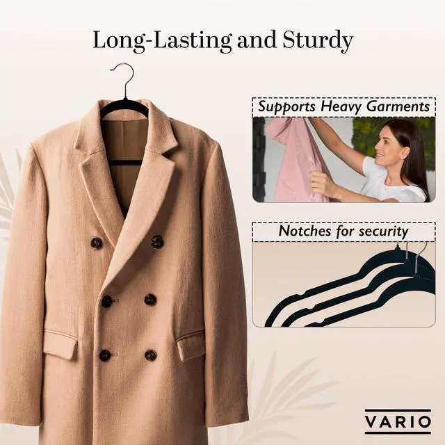 Alt view image 7 of 7 - 50-Pack Velvet Hangers Heavy Duty, Non-Slip Clothes Hangers with Chrome Hooks | Slim & Space-Saving Design for Coats, Suits & Plus Size Tops