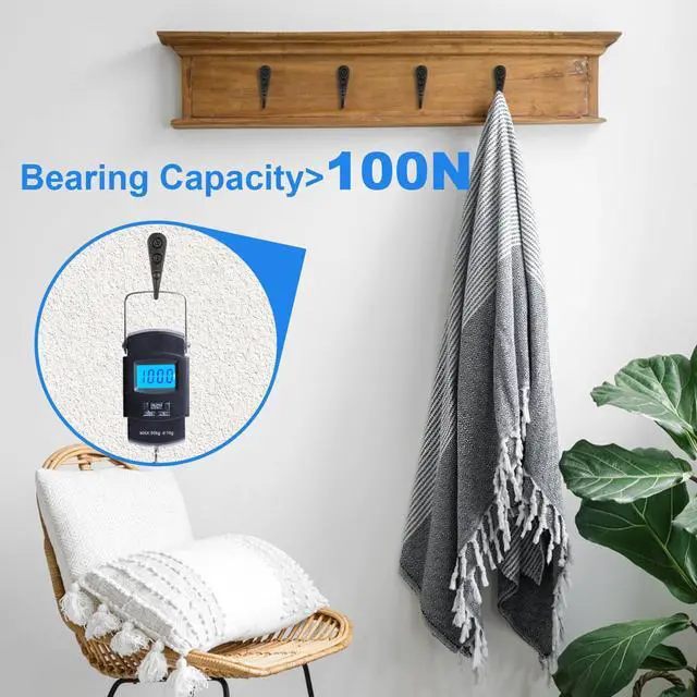 Alt view image 6 of 7 - 15 Pcs Black Coat Hooks - Wall Hooks for Closet Hanging, Multi-Room Use (Bathroom/Bedroom/Kitchen), Holds Coats/Towels/Scarves/Hats/Keys/Cups, Includes 30 Screws