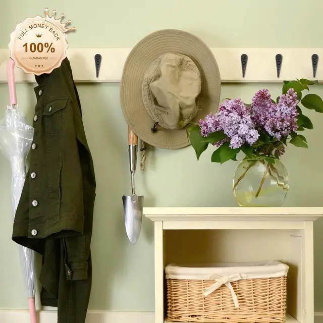 Alt view image 7 of 7 - 15 Pcs Black Coat Hooks - Wall Hooks for Closet Hanging, Multi-Room Use (Bathroom/Bedroom/Kitchen), Holds Coats/Towels/Scarves/Hats/Keys/Cups, Includes 30 Screws