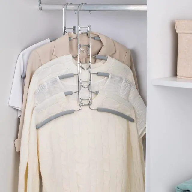 Main image of No Shoulder Bump Multiple Sweater Coat Clothes Hangers,Multi Layers Space Saving T Shirt Blouse Rack(4 Pack Light Grey Color)