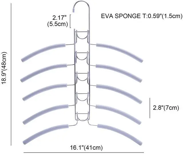Alt view image 2 of 3 - No Shoulder Bump Multiple Sweater Coat Clothes Hangers,Multi Layers Space Saving T Shirt Blouse Rack(4 Pack Light Grey Color)