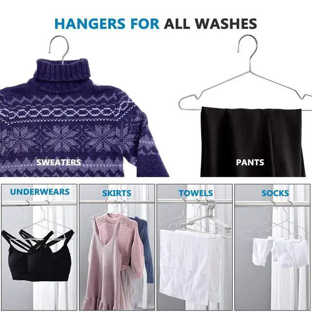 Alt view image 2 of 7 - Stainless Steel Wire Coat Hangers - Heavy Duty, Ultra Thin, Space Saving (10 pack, 17.7 Inch)