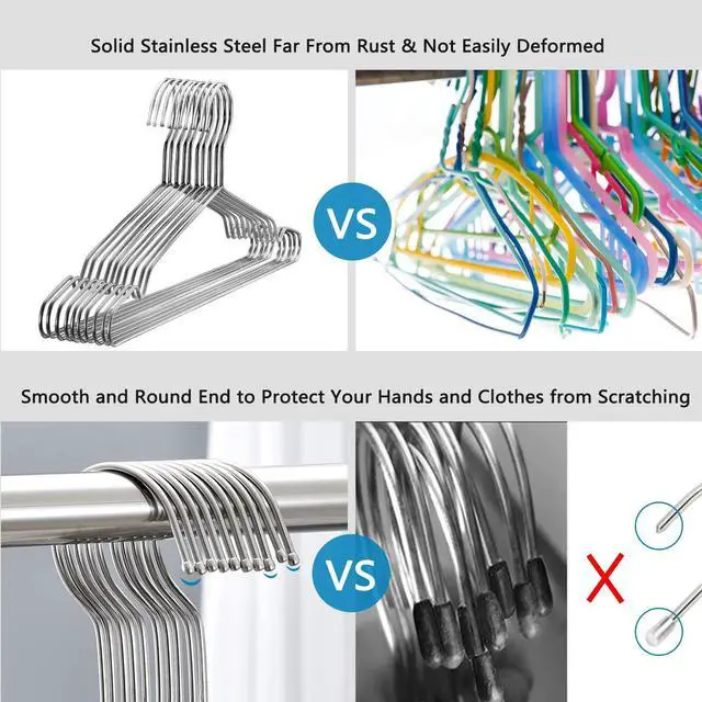 Alt view image 5 of 7 - Stainless Steel Wire Coat Hangers - Heavy Duty, Ultra Thin, Space Saving (10 pack, 17.7 Inch)