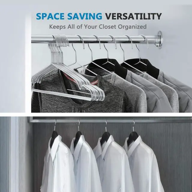 Alt view image 6 of 7 - Stainless Steel Wire Coat Hangers - Heavy Duty, Ultra Thin, Space Saving (10 pack, 17.7 Inch)