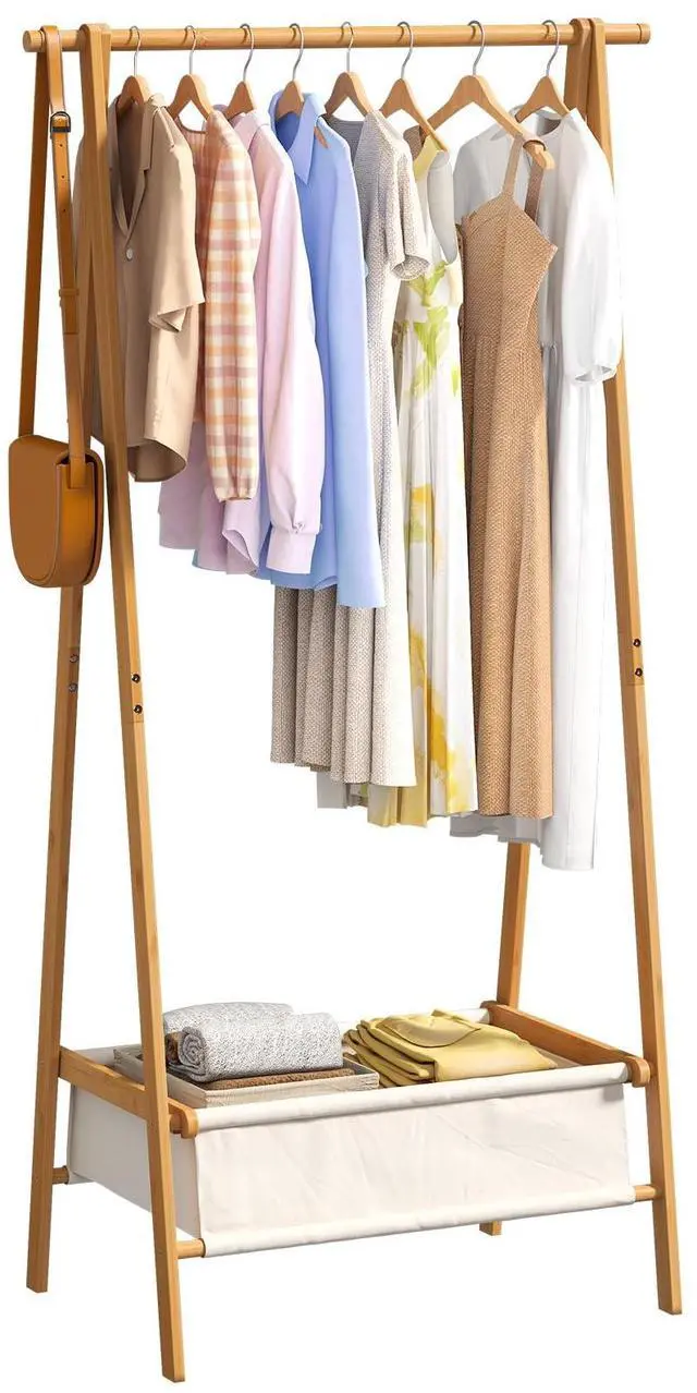Main image of Clothing Rack, Coat Rack Freestanding for Hanging Clothes, Dress up Rack with Storage Basket,Closet Organizer for Hanging Clothes (Tall)