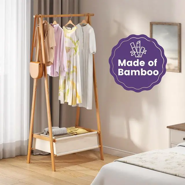 Alt view image 3 of 7 - Clothing Rack, Coat Rack Freestanding for Hanging Clothes, Dress up Rack with Storage Basket,Closet Organizer for Hanging Clothes (Tall)