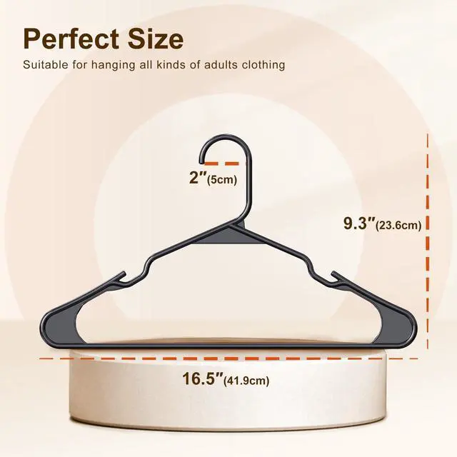 Alt view image 3 of 7 - Premium Plastic Hangers 10 Pack, Clothes Hanger Space Saving, Heavy Duty Coat Hanger - Durable and Strong Closet Organizers and Storage Makes It Ideal Dorm Room Essentials (Black)