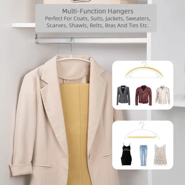 Alt view image 5 of 7 - Non Slip PVC Coating Sweater Hangers,Dress Suit Coat Hangers,Shoulder Bump Free Golf T Shirts Clothes Hangers (White Color 20 Pack)