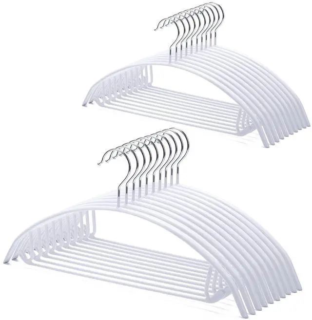 Main image of Non Slip PVC Coating Sweater Hangers,Dress Suit Coat Hangers,Shoulder Bump Free Golf T Shirts Clothes Hangers (White Color 20 Pack)
