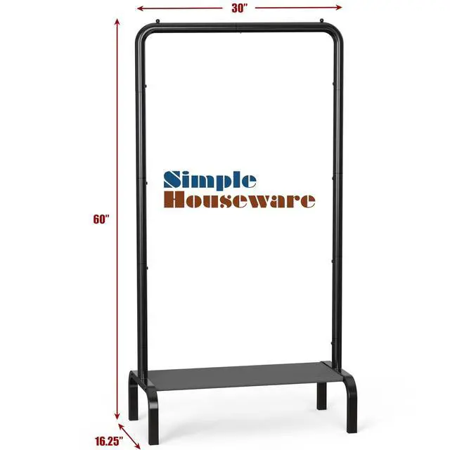 Alt view image 2 of 7 - 30 Inch Narrow Freestanding Garment Rack with Storage Shelf Slim & Space-Saving Closet Organizer, Black