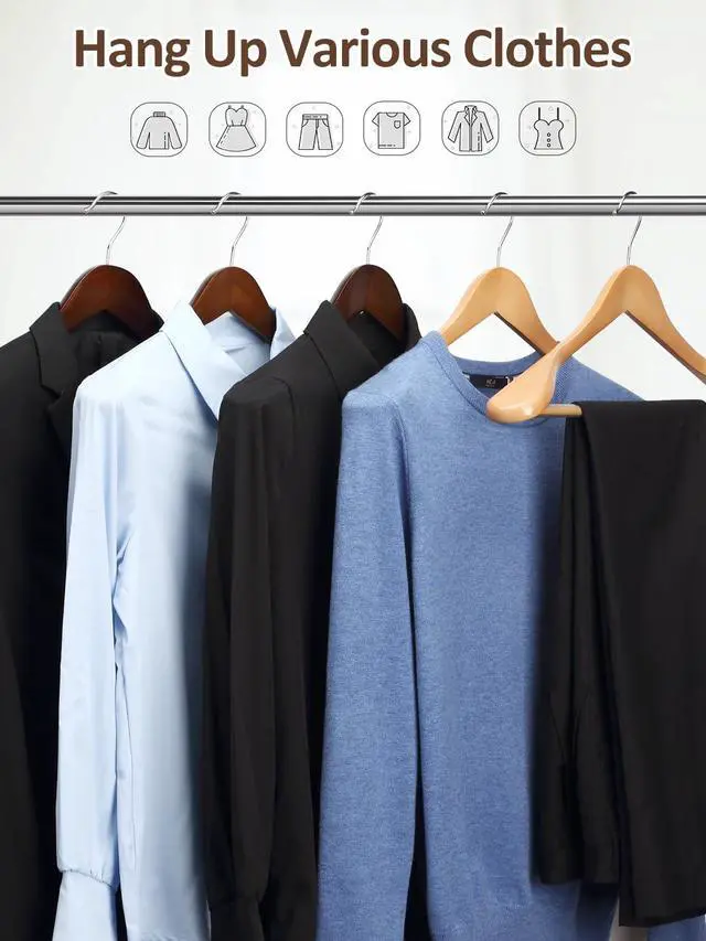 Alt view image 6 of 7 - Wide Shoulder Wooden Hangers 8 Pack Coat Hanger with Non Slip Pants Bar, Heavy Duty Suit Hanger Wood Clothes Hangers with Smooth Finish 360° Swivel Hook for Sweater Jackets Shirts Natural
