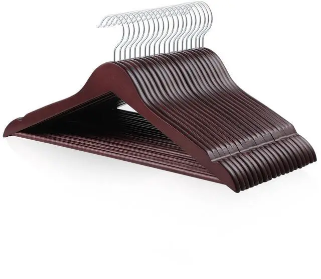 Main image of Durable Wooden Suit Clothes Hangers, Closet Organizer, Cherry, 20-Pack