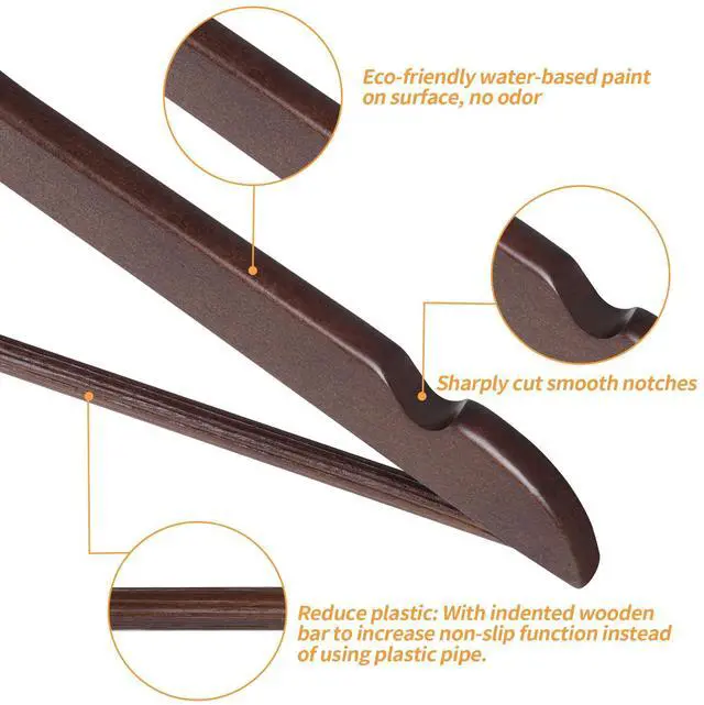 Alt view image 3 of 6 - Durable Wooden Suit Clothes Hangers, Closet Organizer, Cherry, 20-Pack