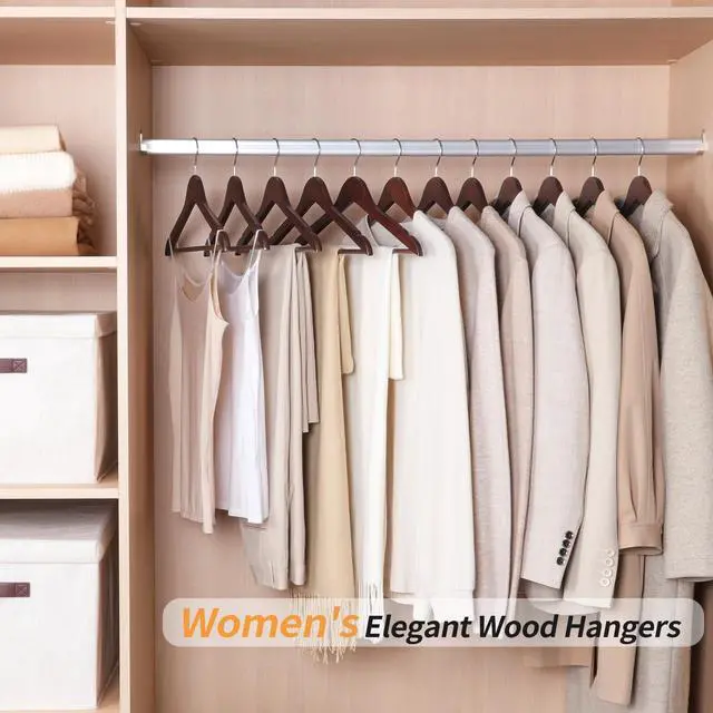 Alt view image 5 of 6 - Durable Wooden Suit Clothes Hangers, Closet Organizer, Cherry, 20-Pack
