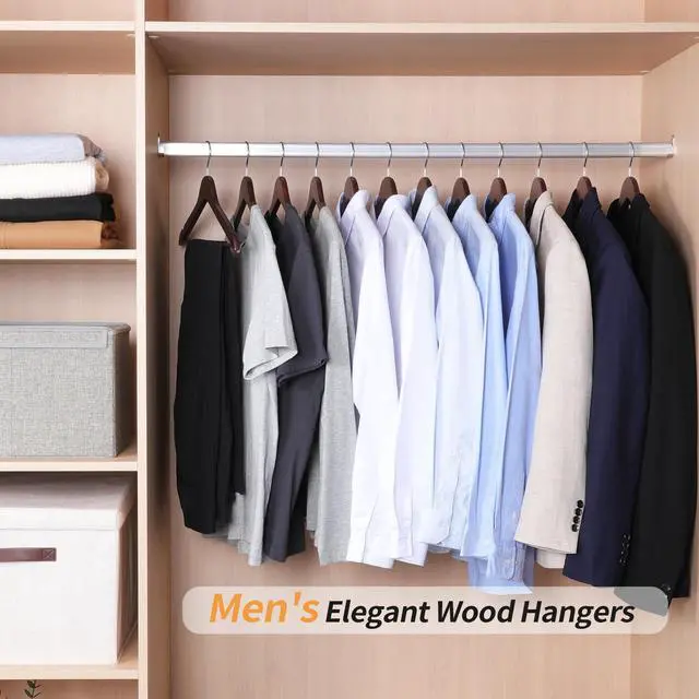 Alt view image 6 of 6 - Durable Wooden Suit Clothes Hangers, Closet Organizer, Cherry, 20-Pack