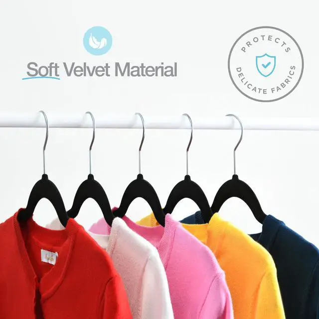 Alt view image 3 of 7 - Premium Velvet Hangers 50 Pack - Black Suit Hangers Non-Slip - Heavy duty Clothes Hangers for Closet, Jacket, Shirt, Pants and Suit, Hook Swivel 360 - Ultra Thin