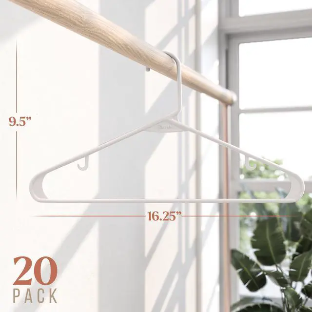 Alt view image 2 of 6 - Plastic Hangers 20 Pack White - Clothes Hangers - Makes The Perfect Coat Hanger and General Space Saving Hangers for Closet and New Apartment Essentials - Percheros Ganchos para Colgar Ropa Hangars