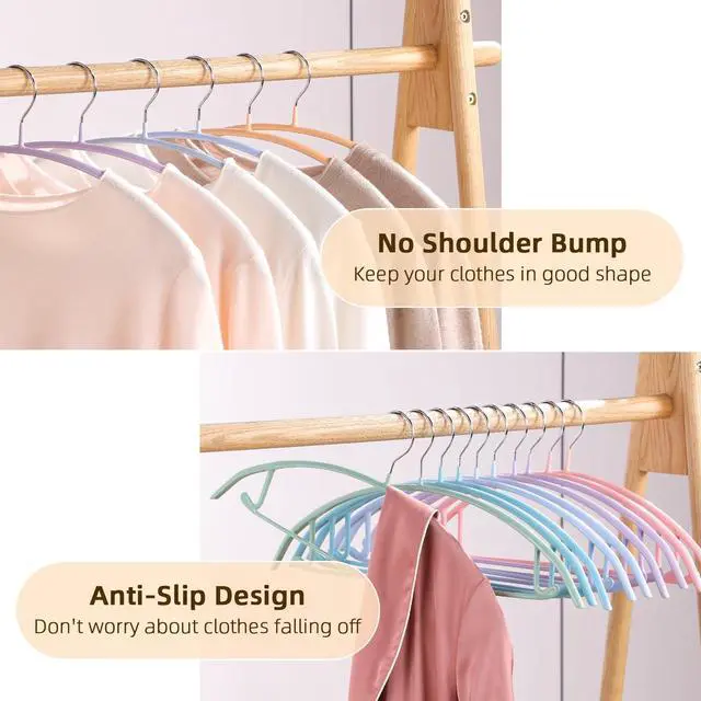 Alt view image 4 of 7 - Clothes Hanger 14 Pack, Sweater Hangers No Shoulder Bump, 16.5 inch Wide Heavy Duty Coat Hangers for Closet, Non Slip PVC-Coating Metal Hangers for Sweaters,Suits,Dresses,Jackets,Pants,Shirt