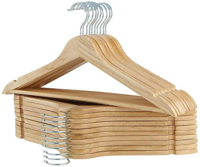 Main image of Solid Wooden Hangers 20 Pack, Wood Suit Hangers with Extra Smooth Finish, Precisely Cut Notches and Chrome Swivel Hook, Clothes Hangers for Shirt Coat Jacket Dress, Natural