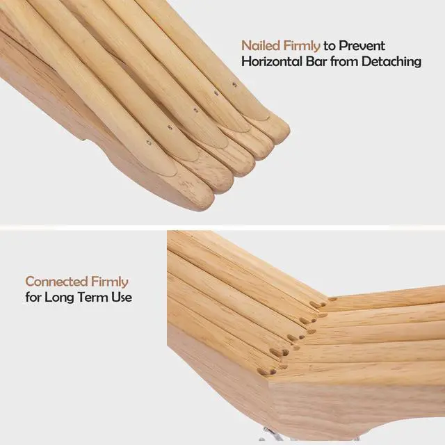 Alt view image 4 of 7 - Solid Wooden Hangers 20 Pack, Wood Suit Hangers with Extra Smooth Finish, Precisely Cut Notches and Chrome Swivel Hook, Clothes Hangers for Shirt Coat Jacket Dress, Natural