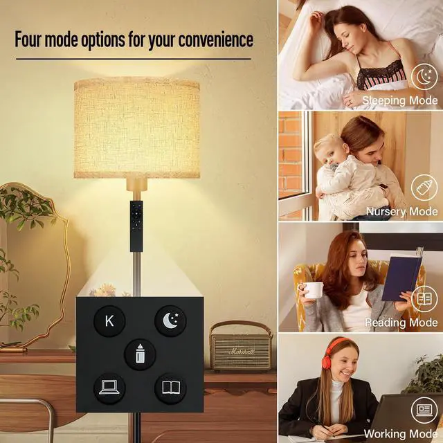 Alt view image 4 of 7 - Floor Lamps for Living Room, Stepless Dimmable Floor Lamp with Remote, 2700K-6500K Colors Temperature & Brightness Adjustable,10W/1200LM Bright LED Floor Lamp, Modern Standing Lamp for Bedroom/Office