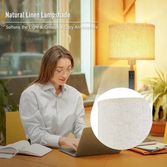 Alt view image 6 of 7 - Floor Lamps for Living Room, Stepless Dimmable Floor Lamp with Remote, 2700K-6500K Colors Temperature & Brightness Adjustable,10W/1200LM Bright LED Floor Lamp, Modern Standing Lamp for Bedroom/Office