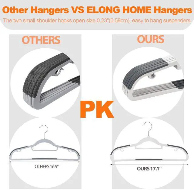 Alt view image 5 of 7 - Plastic Hangers - 30 Pack, Non Slip Slim Coat Hangers, Heavy Duty Thin Plastic, 17.1" for Women/Men Clothes
