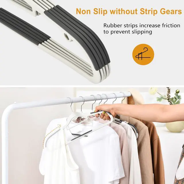Alt view image 4 of 7 - Plastic Hangers - 30 Pack, Non Slip Slim Coat Hangers, Heavy Duty Thin Plastic, 17.1" for Women/Men Clothes