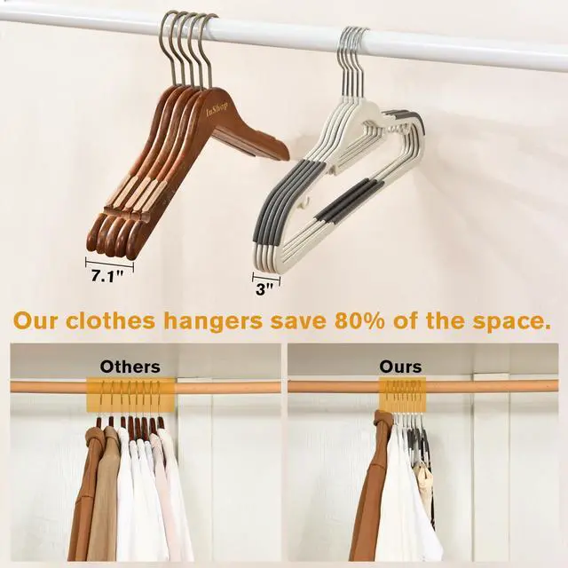 Alt view image 3 of 7 - Plastic Hangers - 30 Pack, Non Slip Slim Coat Hangers, Heavy Duty Thin Plastic, 17.1" for Women/Men Clothes