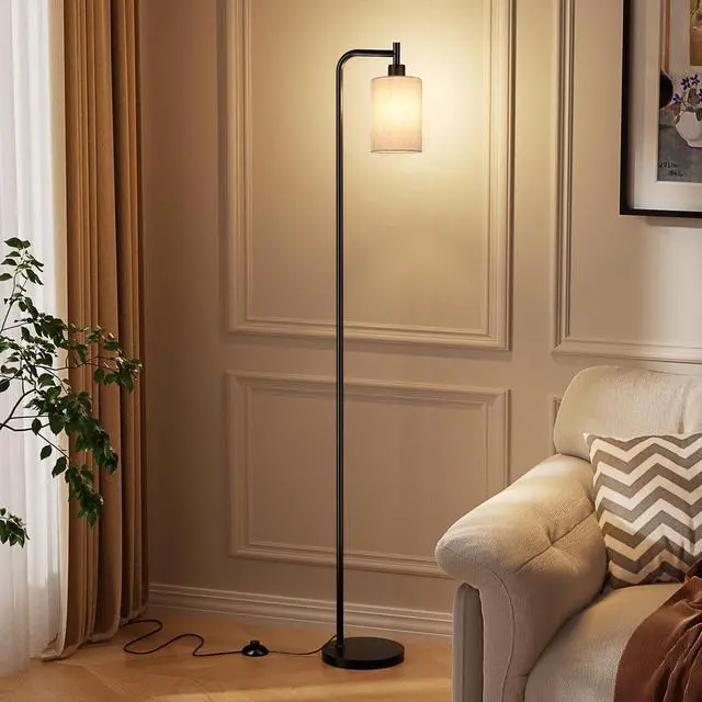 Alt view image 7 of 7 - Floor Lamps for Living Room - Tall Standing Lamp with Linen Shade, Floor Lamp with LED Bulbs, Modern Floor Lamps for Bedroom Office Corner