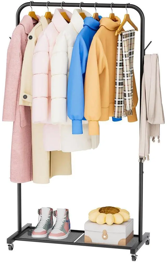 Main image of Clothes Rack Garment Coat Drying Clothing Racks Metal Freestanding for Hanging Clothes Portable Closet for Laundry Bedroom Black