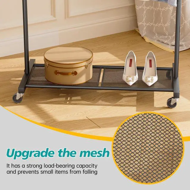 Alt view image 3 of 7 - Clothes Rack Garment Coat Drying Clothing Racks Metal Freestanding for Hanging Clothes Portable Closet for Laundry Bedroom Black