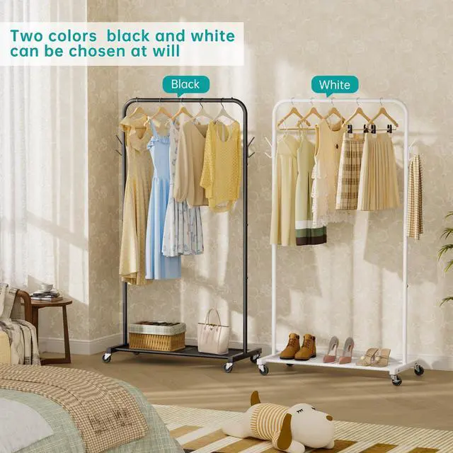 Alt view image 5 of 7 - Clothes Rack Garment Coat Drying Clothing Racks Metal Freestanding for Hanging Clothes Portable Closet for Laundry Bedroom Black
