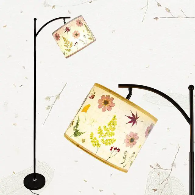 Main image of 61Dried Flowers Floor Lamp with 9W 3 Color Temperatures LED Bulb, Tall Standing Lamp with Adjustable Floral Lampshade for Living Room,Bedroom,Office
