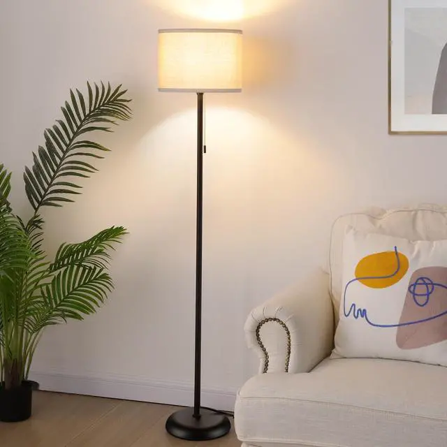 Alt view image 3 of 7 - Floor Lamp for Living Room, LED Modern Simple Standing Lamps, Tall Lamp for Bedroom, Kid, Office, Reading Room Black Pole Light Without Bulb