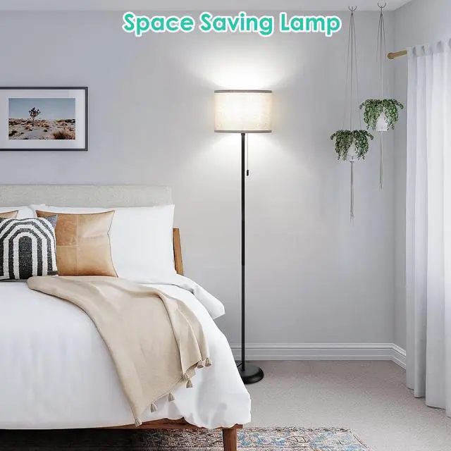Alt view image 4 of 7 - Floor Lamp for Living Room, LED Modern Simple Standing Lamps, Tall Lamp for Bedroom, Kid, Office, Reading Room Black Pole Light Without Bulb