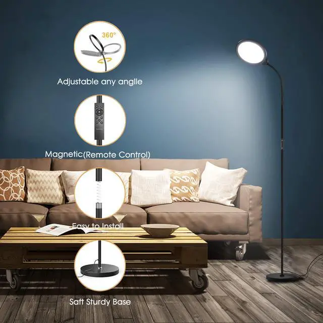 Alt view image 6 of 7 - LED Floor Lamps with Remote Dimmable Timing Eye Care Standing Reading Lamp for Living Room Bedroom Office