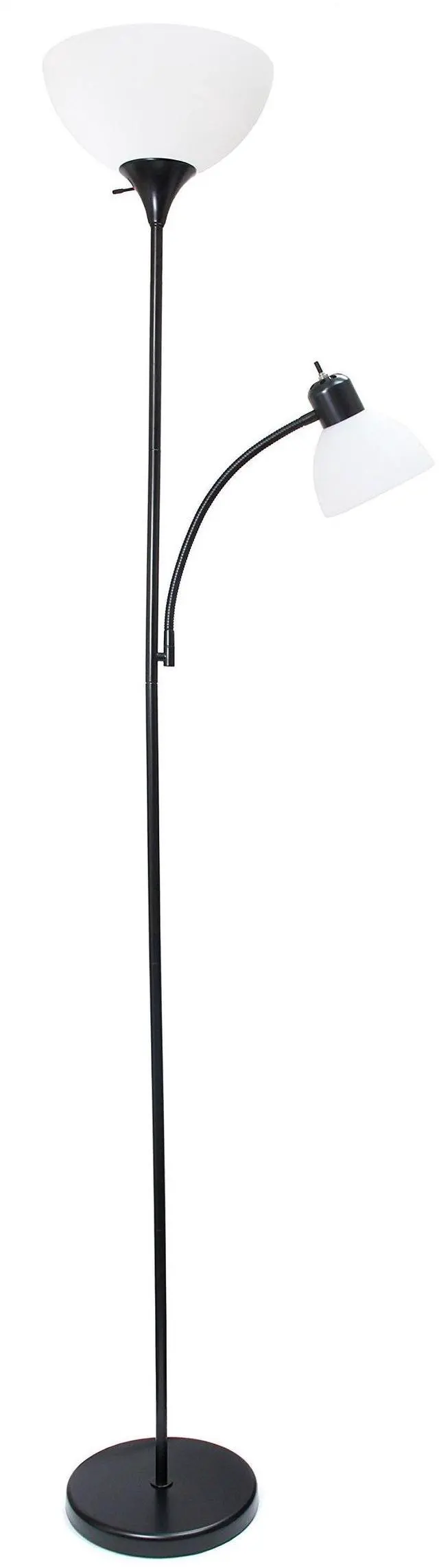 Main image of LF2000-BLK Mother-Daughter Floor Lamp with Reading Light, Black