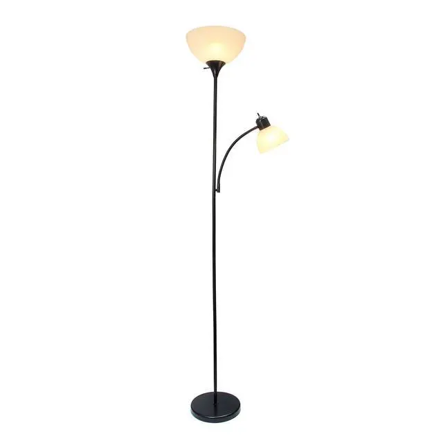 Alt view image 2 of 4 - LF2000-BLK Mother-Daughter Floor Lamp with Reading Light, Black