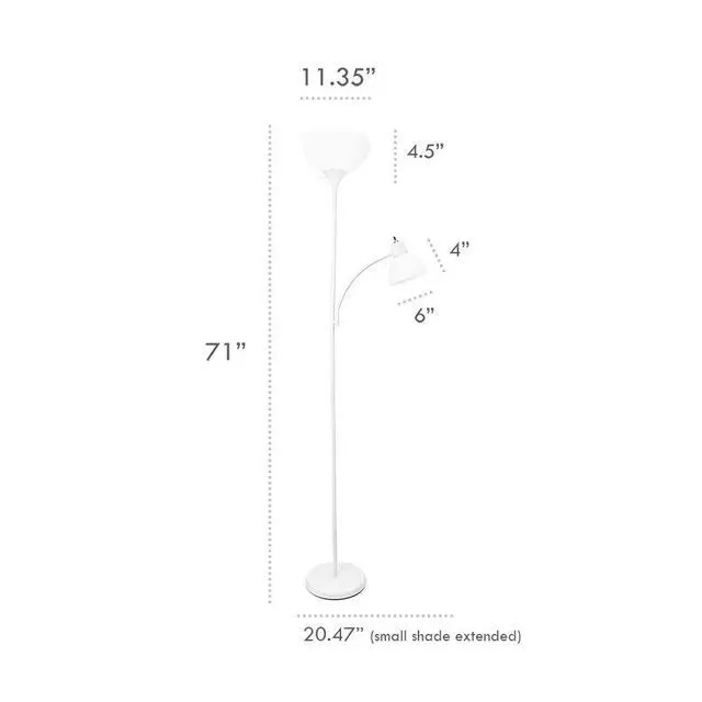 Alt view image 4 of 4 - LF2000-BLK Mother-Daughter Floor Lamp with Reading Light, Black