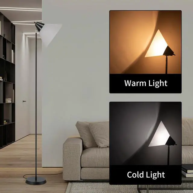 Alt view image 2 of 6 - Floor Lamp Standing Lamp Adjustable Head Arcylic Shade Floor Lamps for Living Room/Office/Bedroom (Black)