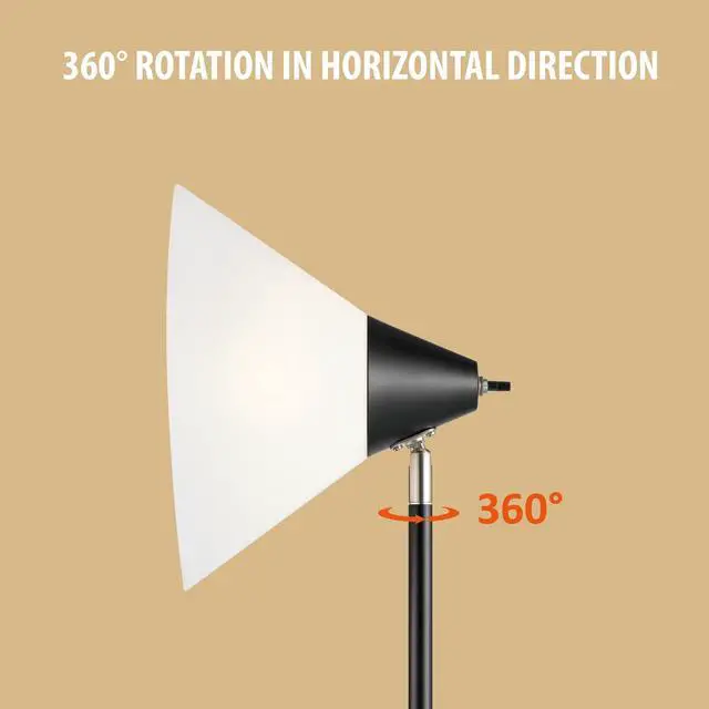 Alt view image 3 of 6 - Floor Lamp Standing Lamp Adjustable Head Arcylic Shade Floor Lamps for Living Room/Office/Bedroom (Black)