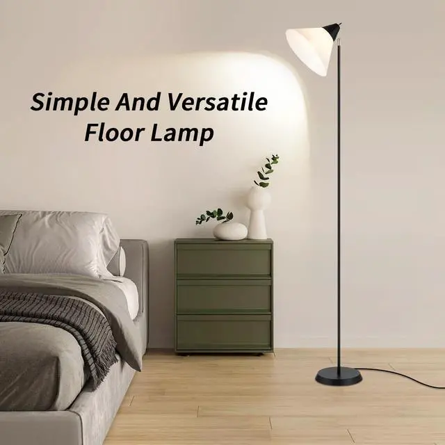 Alt view image 6 of 6 - Floor Lamp Standing Lamp Adjustable Head Arcylic Shade Floor Lamps for Living Room/Office/Bedroom (Black)