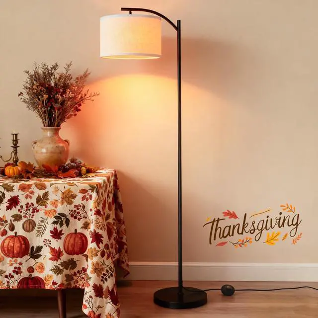 Alt view image 2 of 7 - Floor Lamp for Living Room, Standing Lamp, Floor Lamp with Linen Lampshade for Home Décor, Office, Bedroom (Bulb Included)