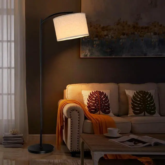 Alt view image 7 of 7 - Floor Lamp for Living Room, Standing Lamp, Floor Lamp with Linen Lampshade for Home Décor, Office, Bedroom (Bulb Included)