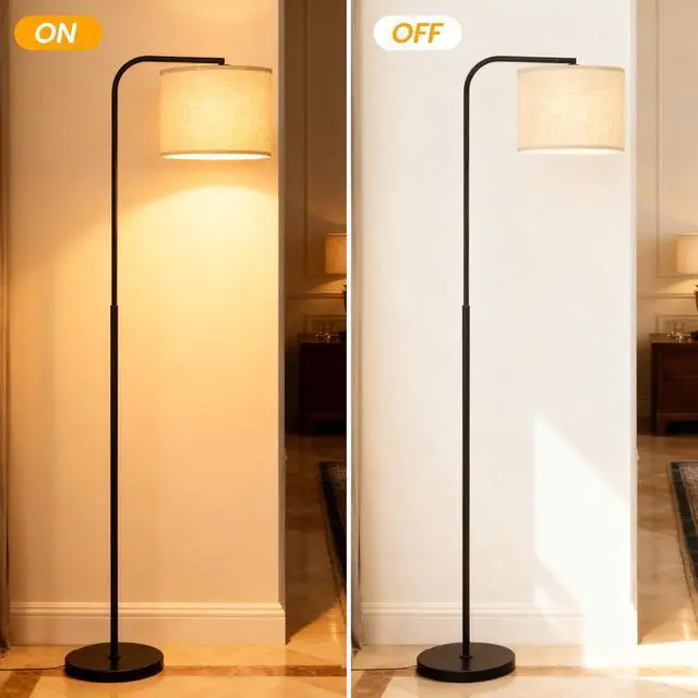 Alt view image 6 of 7 - Floor Lamp for Living Room and Bedroom - Modern Standing Lamps Tall with Dimmable LED Bulb and Remote Control - Black Stand Arc Light With Shade for Reading Home Decor Corner and officeBlack