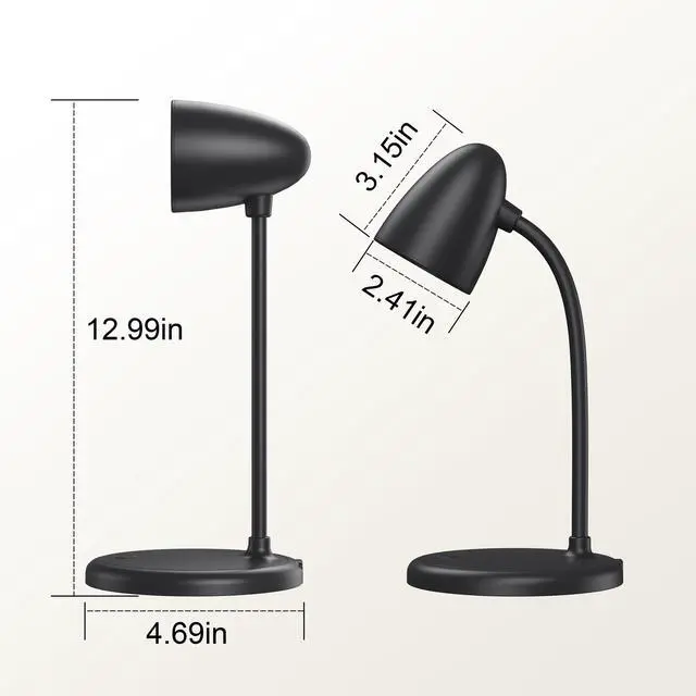 Alt view image 2 of 7 - LED Desk Lamp for Home Office,3 Light Colors,Table Lamp,Dimmable Reading Light for Bedside Small Desk Lamp for College Dorm Room,Bedroom Desk Light,Black