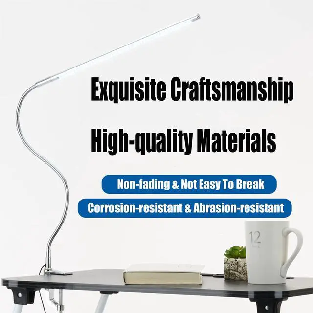 Alt view image 5 of 7 - Desk Light with Clamp, USB LED 8W Clip Nail Desk Lamp Eye Care Flexible Gooseneck 360° Clamp Light for Manicure Reading Eyebrow Office Tattoo