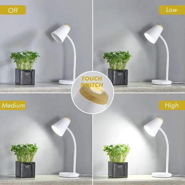 Alt view image 2 of 7 - Desk Lamp for College Dorm Room - Small LED Desk Lamp Touch Dimmable Reading Light for Home Office - Adjustable Flexible Gooseneck Table Lamp for Bedside Bedroom Nightstand White